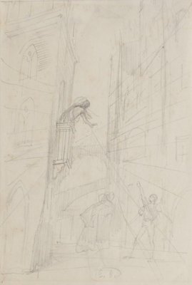 Eugène Berman, Theatrical Scene, 20th Century, Pencil Drawing-ZCI-797604