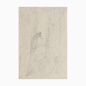 Eugène Berman, Theatrical Scene, 20th Century, Pencil Drawing-ZCI-797604