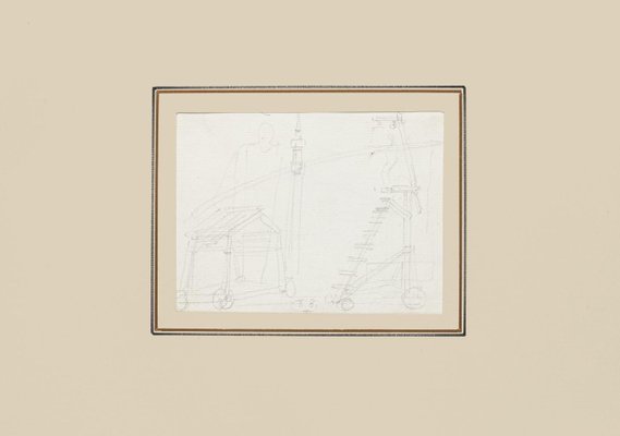 Eugène Berman, Theatrical Scene, Original Drawing in Pencil, 20th-Century-ZCI-1277189