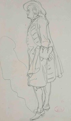 Eugène Giraud, Gentleman, Original Drawing in Pencil, Late 19th-Century-ZCI-1337103