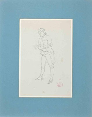 Eugène Giraud, Gentleman, Original Drawing, Late 19th-Century, Pencil-ZCI-1337092