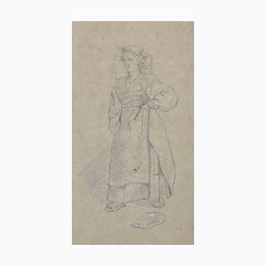 Eugène Giraud, The Maidservant, Original Drawing in Pencil, Late 19th-Century-ZCI-1337105