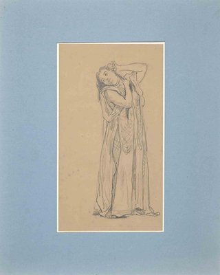 Eugène Giraud, Young Lady, Original Drawing in Pencil, Late 19th-Century-ZCI-1337104