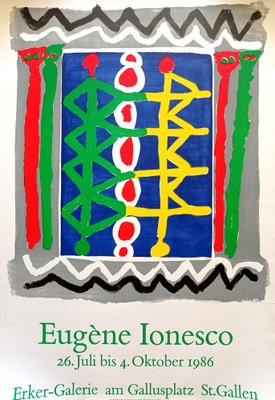 Eugène Ionesco, St.Gallen Exhibition Poster, 1986, Original Lithograph-NRC-1444571