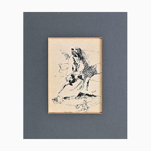 Eugenio Scorzelli, Figure of Man, Ink Drawing, Early 20th Century, Framed-ZCI-1422522