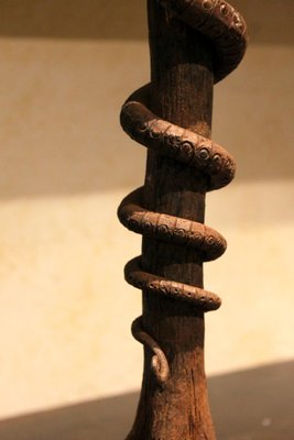 European Art Nouveau Wrought Hand Forged Rust Iron Snake Sculpture Centerpiece-AXE-1433382