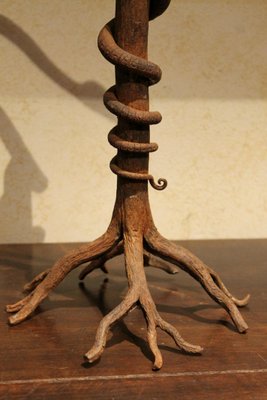 European Art Nouveau Wrought Hand Forged Rust Iron Snake Sculpture Centerpiece-AXE-1433382