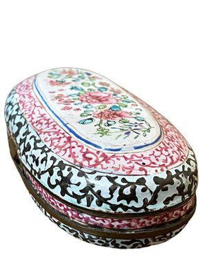 European Chinese Export Canton Enamel Oval Box, 18th Century-UCH-1224544