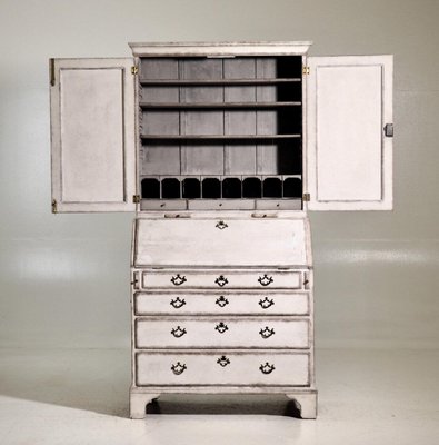 European Two-Part Bureau with Inlaid Leather and Secret Compartment, 19th Century-SA-1020481