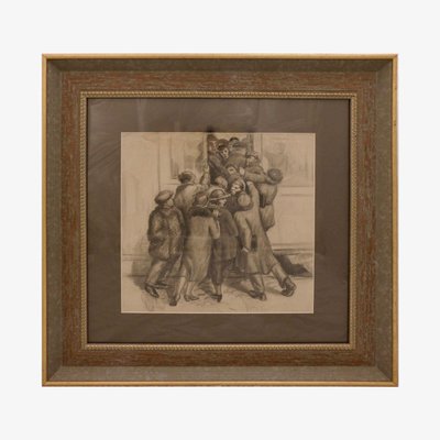 Evgeny Petrovich Protopopov, Scene by the Tram, 1928, Drawing, Framed-WMV-1129482