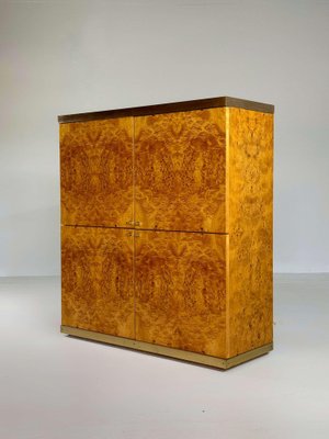 Exclusive Lacquered Burlwood and Brass Bar Cabinet, 1970s-GNW-2041610