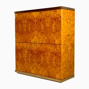 Exclusive Lacquered Burlwood and Brass Bar Cabinet, 1970s-GNW-2041610