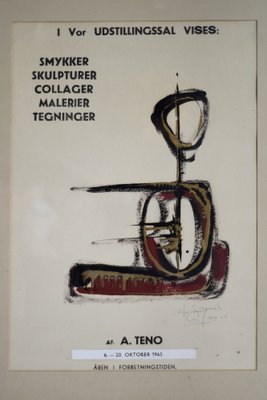 Exhibition Poster by Aurelio Teno, Denmark, 1965, Framed-ZAA-1773304