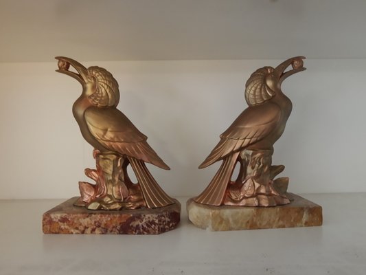 Exotic Bird Bookends, France, 1920s, Set of 2-AOU-1426229