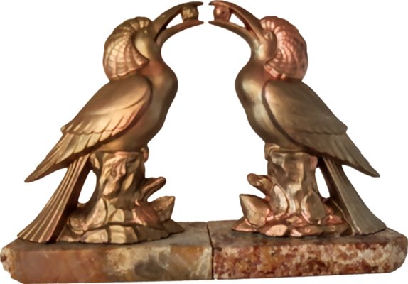 Exotic Bird Bookends, France, 1920s, Set of 2-AOU-1426229