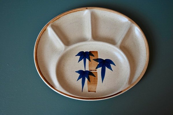 Exotic Plates with Bamboo Service Compartments from Sâlin, 1960s, Set of 6-AIU-1725590