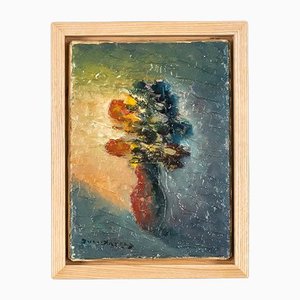 Expressionist Flower Still Life, Oil on Canvas, Framed-GPP-1126531