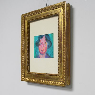 Expressionist Portrait of Woman, Early 20th Century, Wax, Framed-NE-1364664