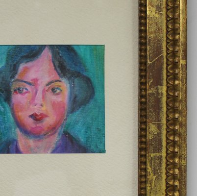 Expressionist Portrait of Woman, Early 20th Century, Wax, Framed-NE-1364664