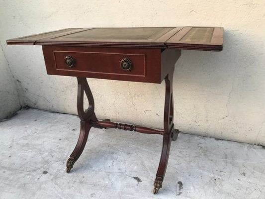 Extendable Coffee Table with Drawer and Leather Top, 1950s-WQQ-1177323