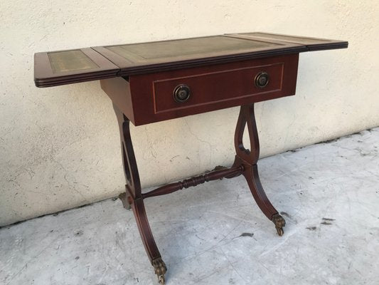 Extendable Coffee Table with Drawer and Leather Top, 1950s-WQQ-1177323