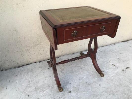 Extendable Coffee Table with Drawer and Leather Top, 1950s-WQQ-1177323