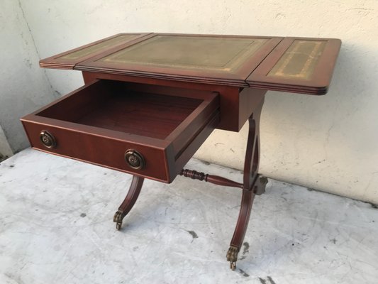 Extendable Coffee Table with Drawer and Leather Top, 1950s-WQQ-1177323