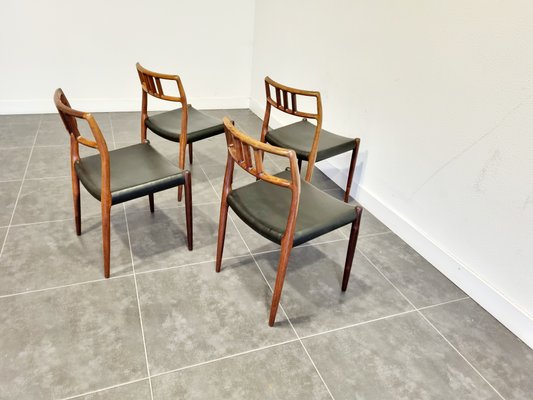 Extendable Rosewood Model 79 Dining Table & Chairs by Niels O. Møller for J.L. Møllers, 1950s, Set of 5-LDW-1138832