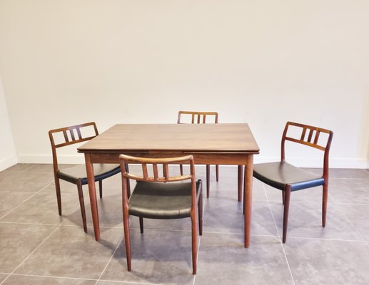 Extendable Rosewood Model 79 Dining Table & Chairs by Niels O. Møller for J.L. Møllers, 1950s, Set of 5-LDW-1138832