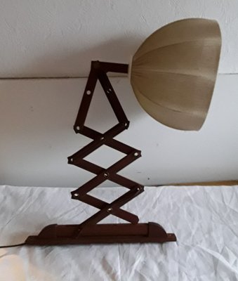 Extendable Sconce with Teak Frame & Beige Wool Shade, 1970s-HOI-801778