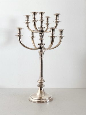 Extra Large Mid-Century Hotel Candleholder in Silver-Plated Bronze from WMF Germany-VNE-1240843