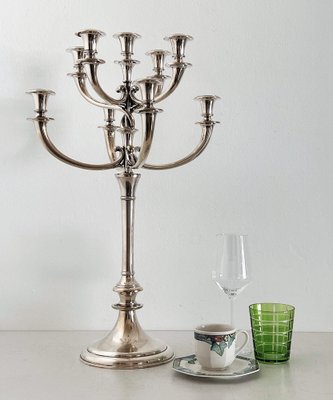 Extra Large Mid-Century Hotel Candleholder in Silver-Plated Bronze from WMF Germany-VNE-1240843