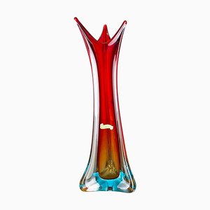 Extra Large Multi-Color Murano Glass Sommerso Vase, Italy, 1970s-QZ-1109917