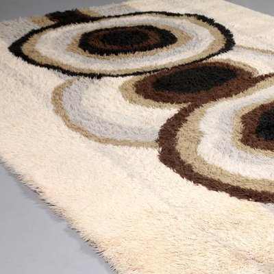 Extra Large Scandinavian Beige High Pile Rya Rug by Ege Taepper, 1960s-QZ-1134686