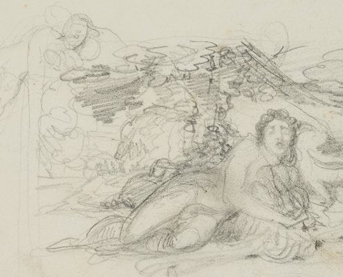 F. Bouchot, Mythological Scene, Sleeping Under Canopy, 19th-Century, Pencil-OJR-1273489