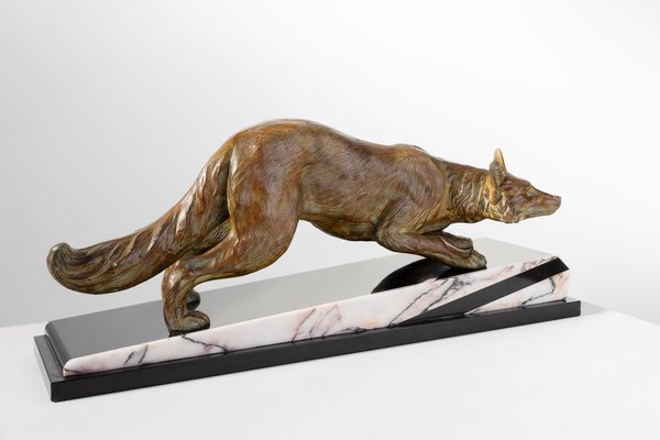 F. H. Danvin, Sculpture of a Fox, 1973, Bronze on Marble-YSY-2032295