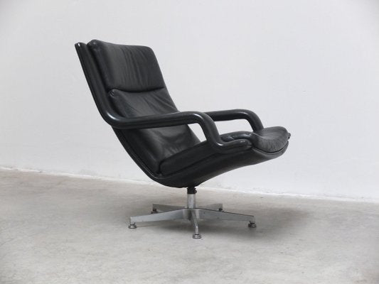 F152 Lounge Chairs in Black Leather by Geoffrey Harcourt for Artifort, 1970s-MHV-1746715