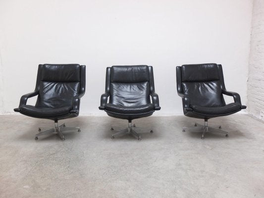 F152 Lounge Chairs in Black Leather by Geoffrey Harcourt for Artifort, 1970s-MHV-1746715