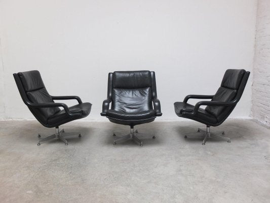 F152 Lounge Chairs in Black Leather by Geoffrey Harcourt for Artifort, 1970s-MHV-1746715