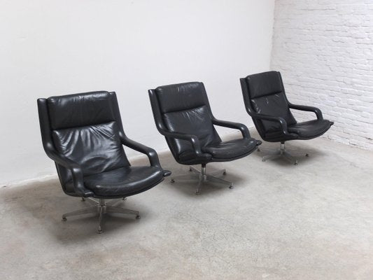 F152 Lounge Chairs in Black Leather by Geoffrey Harcourt for Artifort, 1970s-MHV-1746715