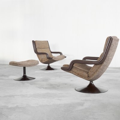 F152 Lounge Chairs with Ottoman attributed to Geoffrey Harcourt for Artifort, 1975, Set of 3-LPQ-1784875