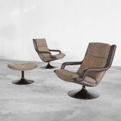 F152 Lounge Chairs with Ottoman attributed to Geoffrey Harcourt for Artifort, 1975, Set of 3-LPQ-1784875