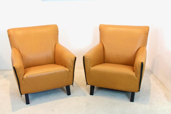 F330 Cordoba Lounge Chairs in Soft Ochre Leather by Gerard Van Den Berg for Artifort, Set of 2-MO-1325222