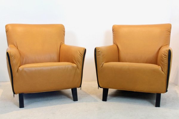 F330 Cordoba Lounge Chairs in Soft Ochre Leather by Gerard Van Den Berg for Artifort, Set of 2-MO-1325222