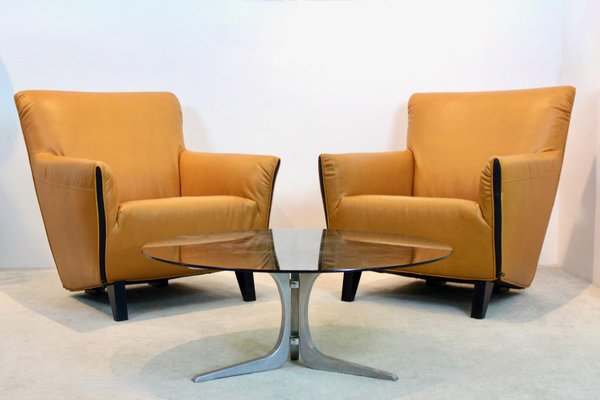 F330 Cordoba Lounge Chairs in Soft Ochre Leather by Gerard Van Den Berg for Artifort, Set of 2-MO-1325222