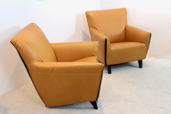 F330 Cordoba Lounge Chairs in Soft Ochre Leather by Gerard Van Den Berg for Artifort, Set of 2-MO-1325222