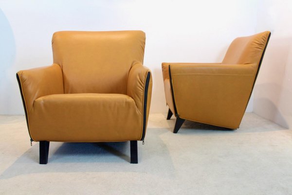 F330 Cordoba Lounge Chairs in Soft Ochre Leather by Gerard Van Den Berg for Artifort, Set of 2-MO-1325222