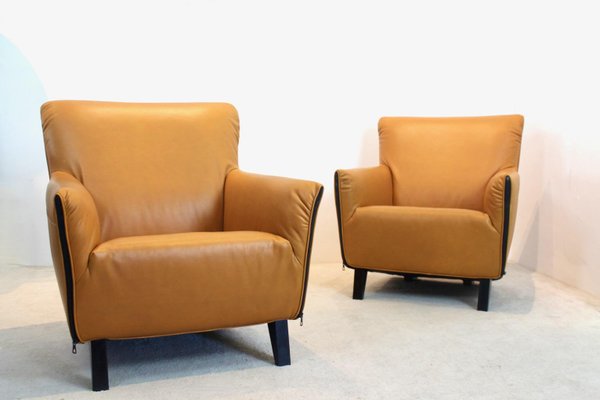 F330 Cordoba Lounge Chairs in Soft Ochre Leather by Gerard Van Den Berg for Artifort, Set of 2-MO-1325222