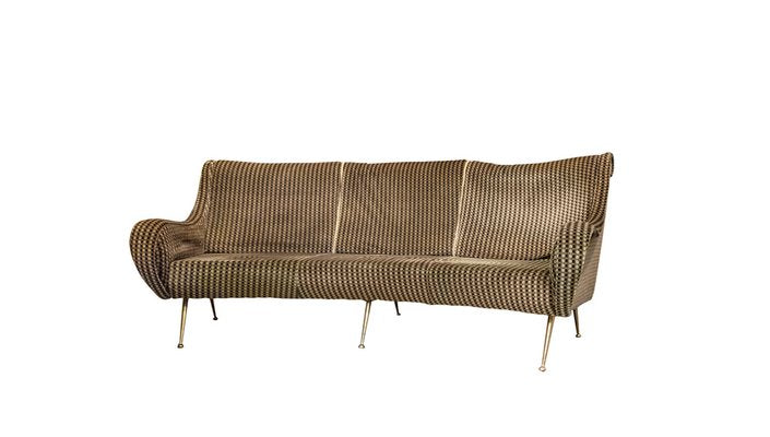 Fabric Sofa with Brass Legs, 1960s-VCV-1264398