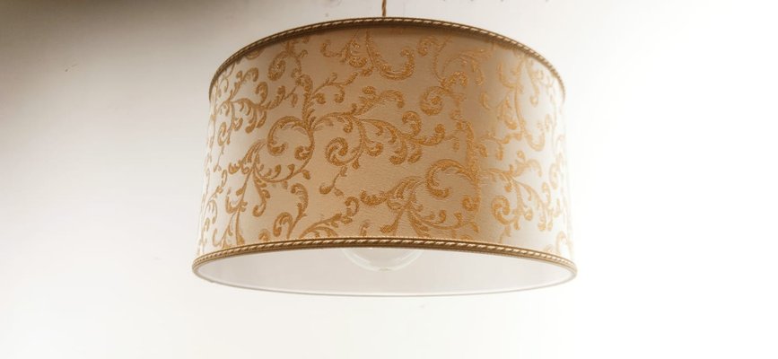 Fabric Suspension LIght with Gold Decorations and Golden Silk Cable-QLH-1175127